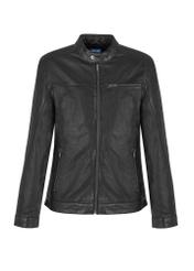 Black men's leather jacket KURMS-0352-4120(W24)-01