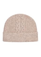 Beige women's cap with plaid CZADT-0169-24(Z24)-02