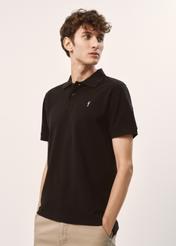 Black men's basic polo shirt POLMT-0065-99(W24)-01