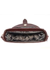 Brown croco leather handbag TORES-0707F-1H(W26), product view inside on white background.