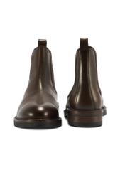 Men's brown leather Chelsea boots BUTYM-0521-89(Z25), front and back product view on white background.