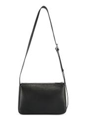 Women's black leather messenger bag TORES-1199-99(Z25), product view from the back on a white background.
