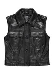 Women's leather vest KAMDS-0011-5491(Z25) product view from the front on a white background.