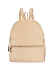 Beige leather women's backpack TORES-0898D-81(Z25), product view from the front on a white background.