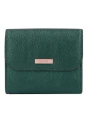 Small women's leather wallet in dark green color PORES-1029-8C(Z26), front product view on white background.
