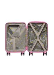 Small pink suitcase on wheels WALAB-0087-5A-18(W26), product view inside on white background.