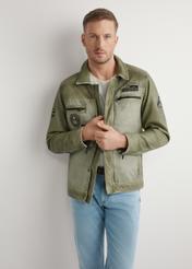 Men's Khaki Transition Jacket KURMS-0405-8F(W26), front product view of the model's silhouette. Half of the silhouette visible.