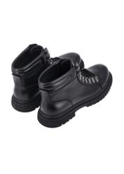 Men's black leather ankle boots BUTYM-0557-99(Z26), back view of the product on a white background.