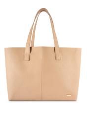 Beige women's shopper handbag TOREC-1208-1A(W26), front product view on white background.