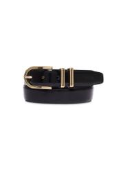 Black leather women's belt PASDS-0159-9F(Z26) - front product view, on white background.
