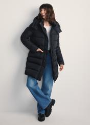 Women's black winter jacket KURDT-0600-99(Z25) - front view of the product on a model against a white background. Full body visible.