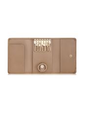 Leather beige women's key case PORES-0894-81(Z23)-04