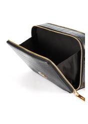 Black small women's croco handbag TOREC-1049-99(Z25), product view from the inside on a white background.