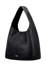 Black leather shopper bag TORES-1372-9I(Z26) – angled view of the product on a white background.