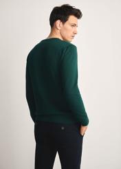 Green men's basic sweater SWEMT-0114A-54(Z25), product view from the back on the model, half of the silhouette visible.