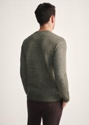Men's khaki sweater SWEMT-0170-55(Z25), back view of the product on the model. Half of the silhouette visible.