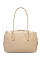 Beige women's shoulder bag TOREC-1232-1A(W26), front product view on white background.