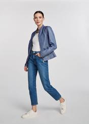 Blue leather biker jacket for women KURDS-0473-2840(W25)-02