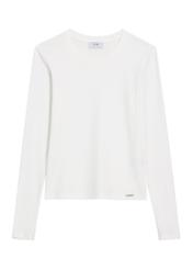 Cream ribbed women's longsleeve LSLDT-0058-0B(Z26) - front product view, on white background.
