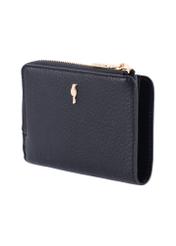 Black leather women's wallet PORES-1019-9I(Z26), diagonal product view on white background.