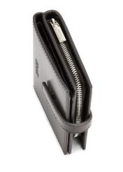 Burgundy leather women's wallet PORES-0975-49(Z25), close-up of product detail, view on white background.