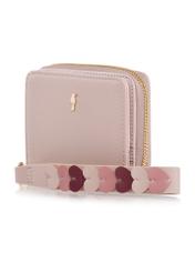 Small pink women's wallet with handle POREC-0395A-31(Z25), diagonal product view on white background.