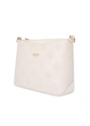 Cream women's handbag with monogram TOREC-1159-0B(W26), diagonal product view on a white background.