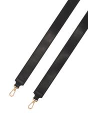 Black leather women's handbag TORES-1261-99(W26) - view of the straps, on a white background.