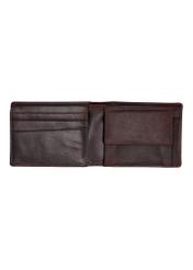 Brown leather men's wallet PORMS-0727-1I(Z26), interior view on a white background.