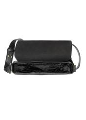 Black leather women's handbag TORES-0895D-99(Z25), view of the inside of the product on a white background.