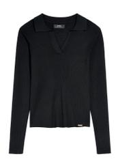 Black women's blouse LSLDT-0048-99(Z25) - front product view on white background.