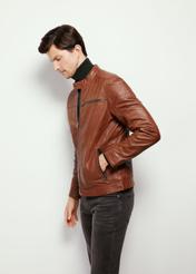 Cognac men's leather jacket KURMS-0352-4121(W24)