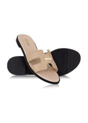 Women's beige leather flip-flops BUTYD-0725A-81(W24)-04