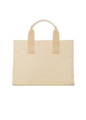 Cream cotton women's handbag TOREN-0332-0B(W26), product view from the back on a white background.