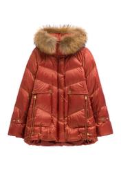 Women's red jacket with natural insulation KURDT-0619-3D(Z26)