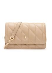 Small quilted women's handbag in beige color TOREC-1150-1D(W26), product view from the front on a white background.
