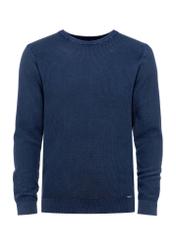Navy blue men's cotton sweater SWEMT-0161-69(W25), front product view on white background.