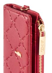 Red small women's wallet with handle POREC-0407-4B(W26) - close-up detail, on white background.