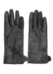 Men's leather gloves in black REKMS-0009A-99(Z25), front product view on white background.