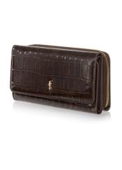 Large brown croco women's wallet POREC-0351-90(Z23)-03