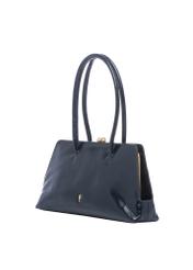 Dark navy blue small leather women's handbag TORES-1293-7EW26), diagonal product view on white background.