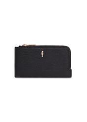 Black leather card case PORES-1018-9IZ26), front product view on a light background.