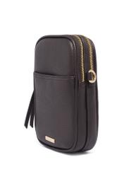Brown mini women's phone bag TOREC-1368-1I(Z26), diagonal product view on white background.