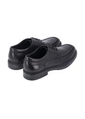 Men's black leather shoes BUTYM-0565-99(Z26), product view from the back on a white background.
