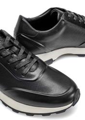 Black leather men's sneakers BUTYM-0493-99(W25)-07