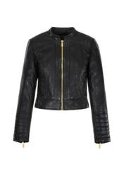 Women's leather jacket with stitching KURDS-0322-1211(KS)-05