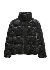 Women's black jacket with floral pattern KURDT-0673-99(Z26) - front product view, on white background.