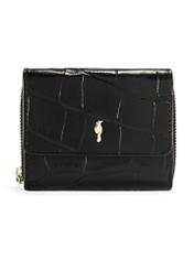 Black leather women's wallet PORES-0906A-97(Z25), product view from the front on a white background.