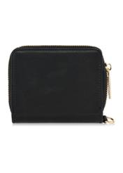 Small black women's wallet with handle POREC-0395A-99(Z25), back view of the product on a white background.