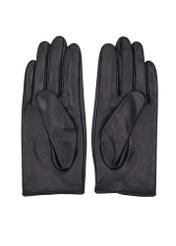 Black women's leather gloves REKDS-0113-99(Z26) - product view from above, on a white background.